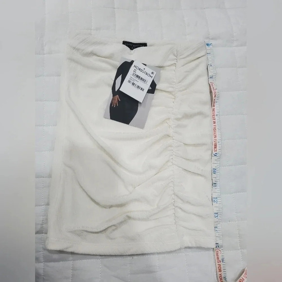 NEW naked wardrobe the extra mini skirt ruched white‎ bodycon XS - Picture 4 of 5